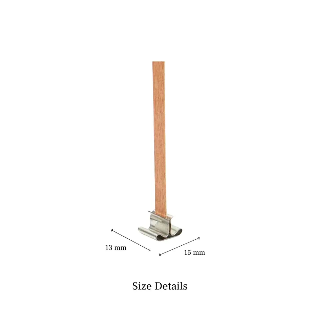 size chart of Wood Candle Wick With Sustainer