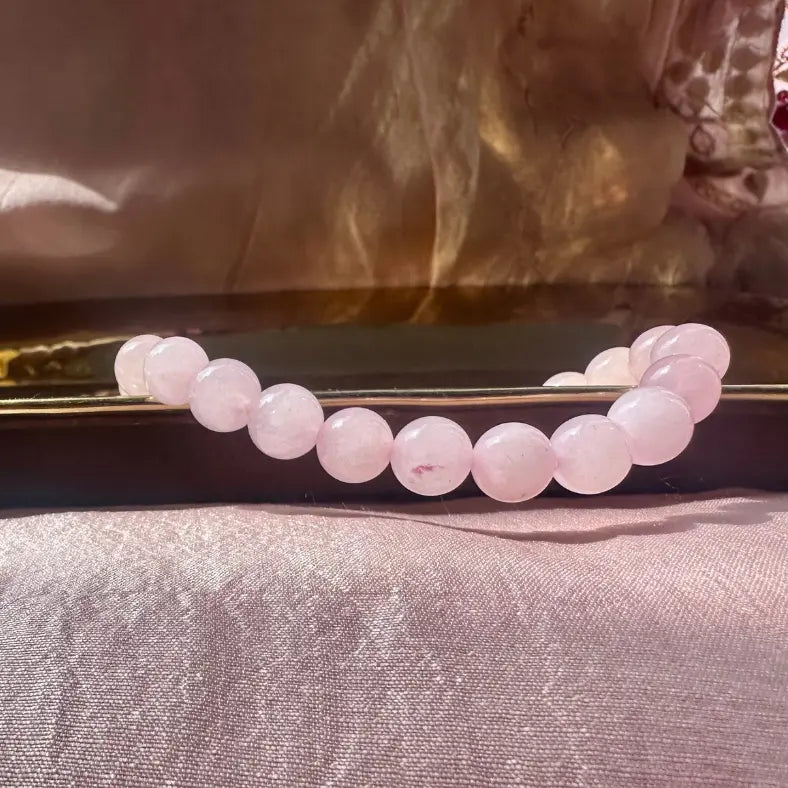 rose quartz bracelet side view