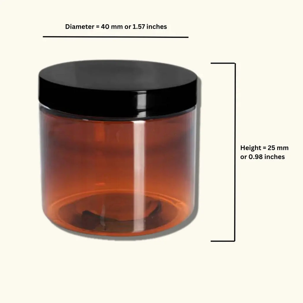Amber Jar With Lid - 15 ml, 0.50 fl oz size chart